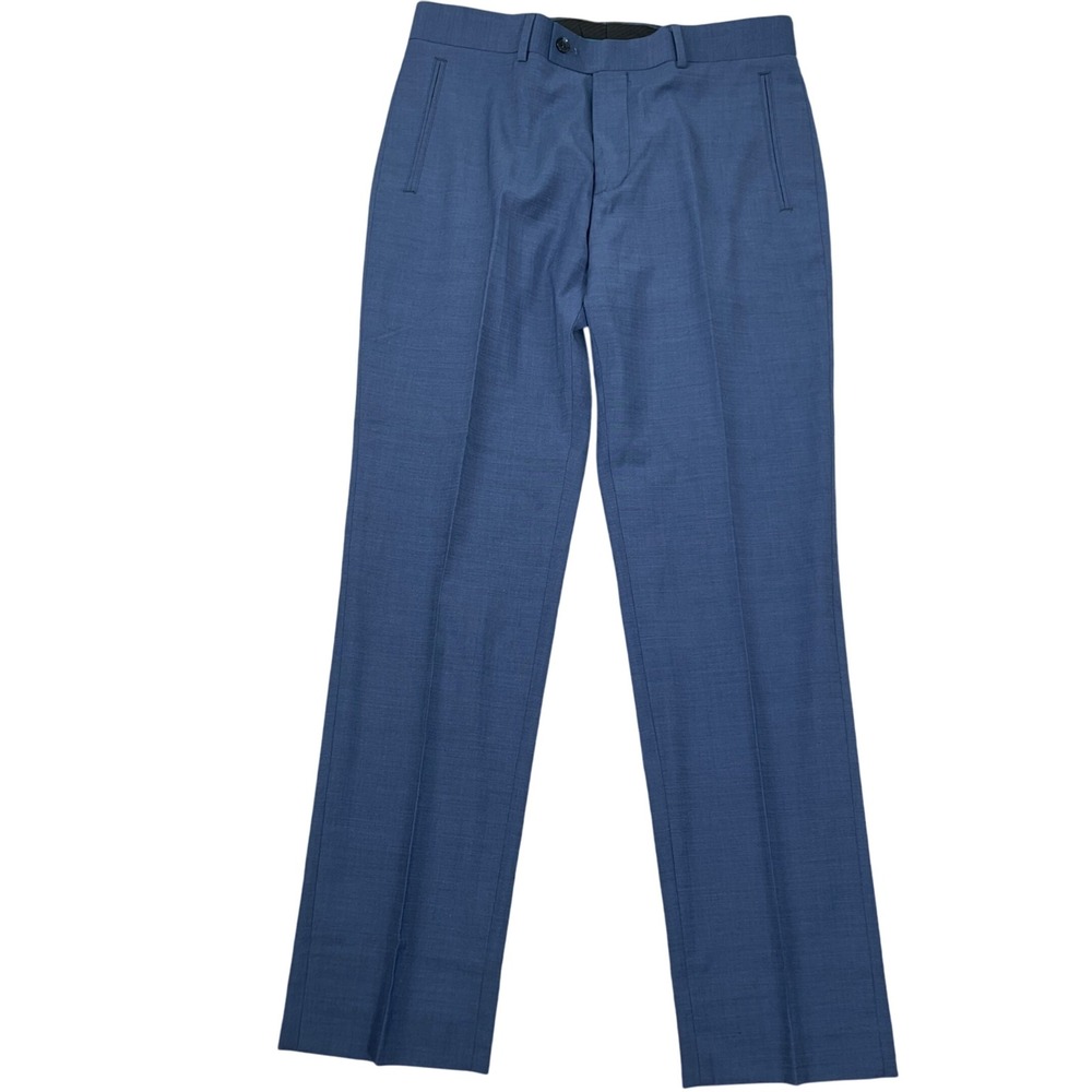 Perry Ellis Portfolio Pants Men 32W 30L Blue Dress Trousers Comfort Stretch Wool